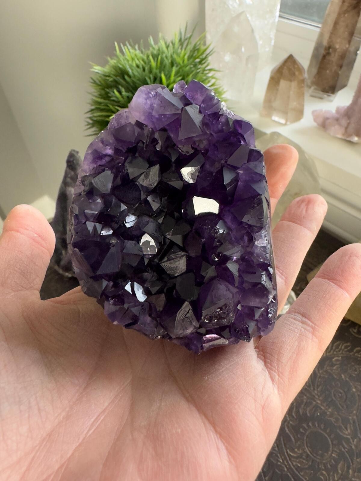 Amethyst Crystal Cluster Geode Dark Purple Standing Cut Base Mineral Specimen 33