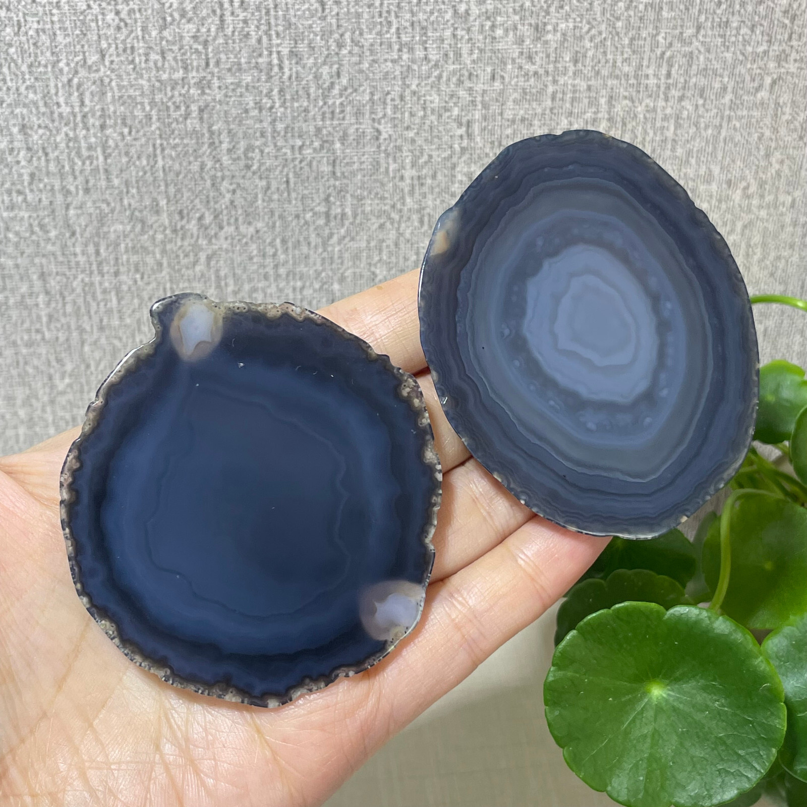 2pcs Brazilian Agate Geode Slab/Slice- Natural Druzy quartz crystals 87g a7712