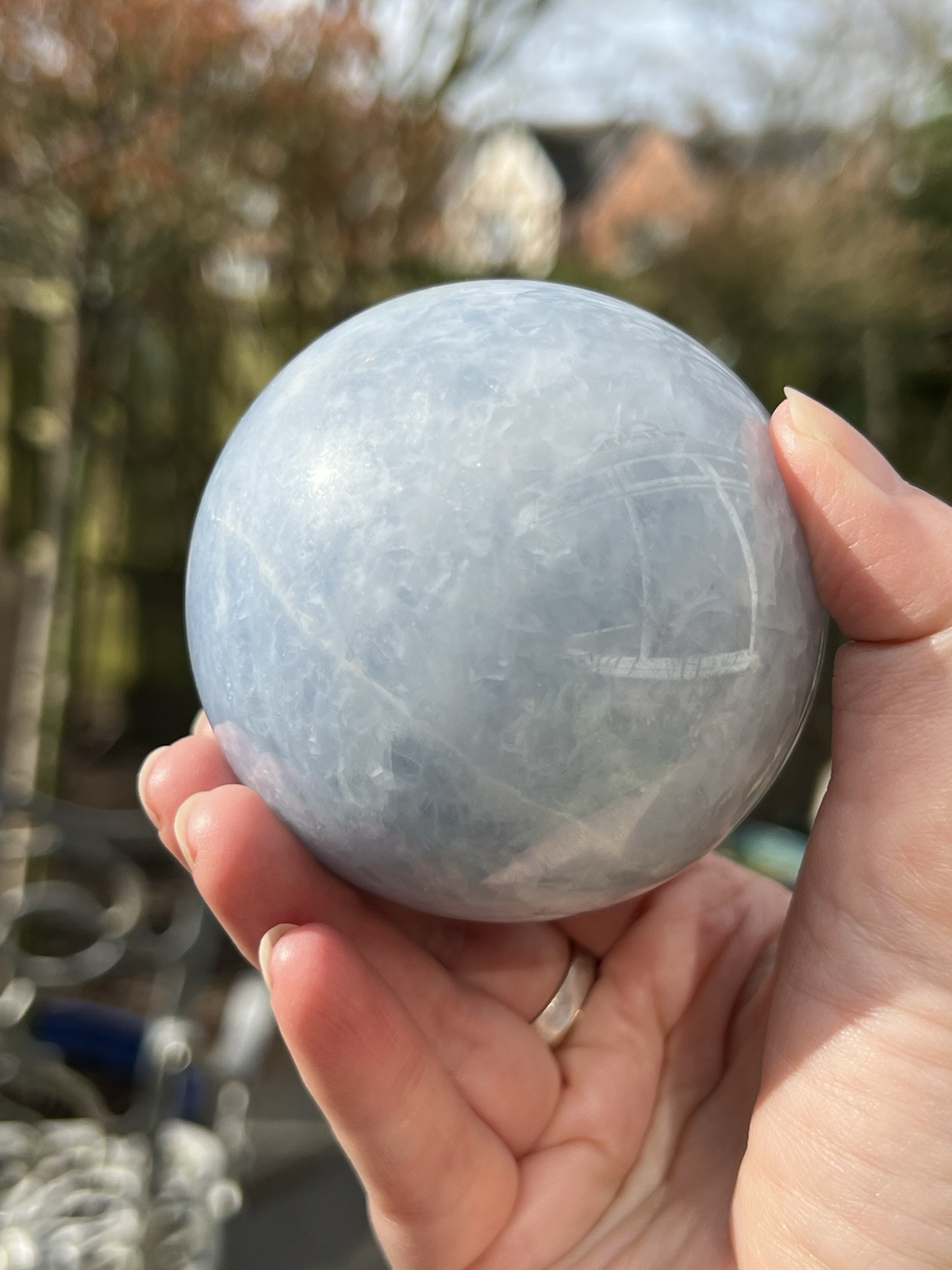 Celestite Ball : Inner Peace : Wisdom : Gentle Strength 73mm 17