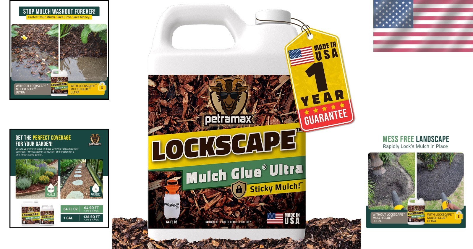 Lockscape Mulch Glue 64oz – Heavy-Duty, Non-Toxic Landscape Adhesive for Mulch