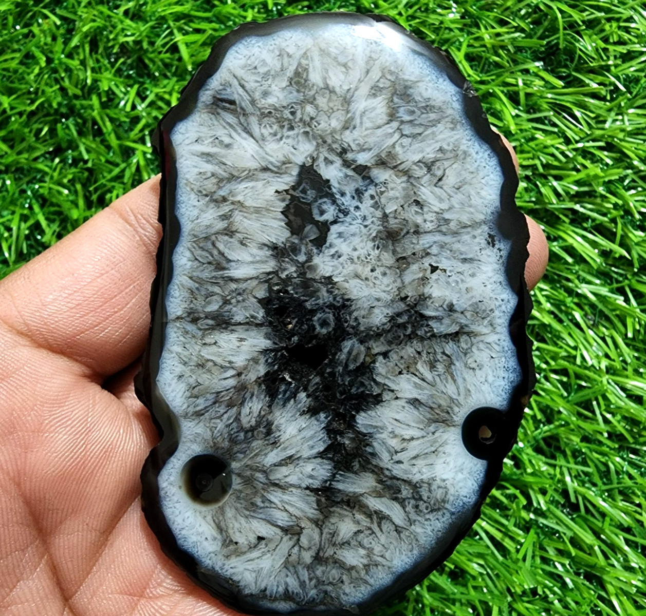 386ct Awesome Slice Agate Druzy, Polished Geode Slab Crystal for Jewelry Making