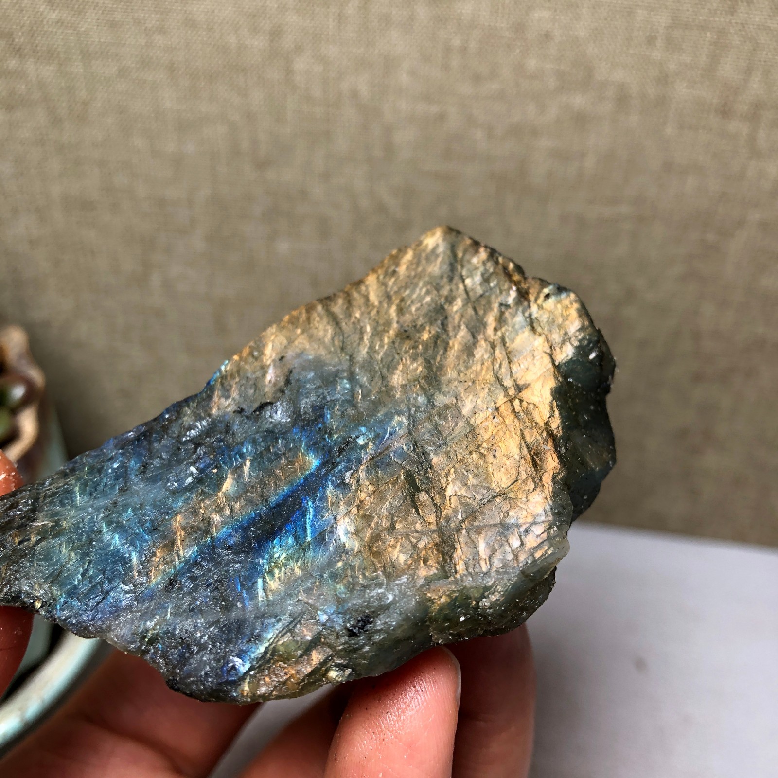 58mm Natural Labradorite Crystal gemstone rough original Specimen 95g A4219