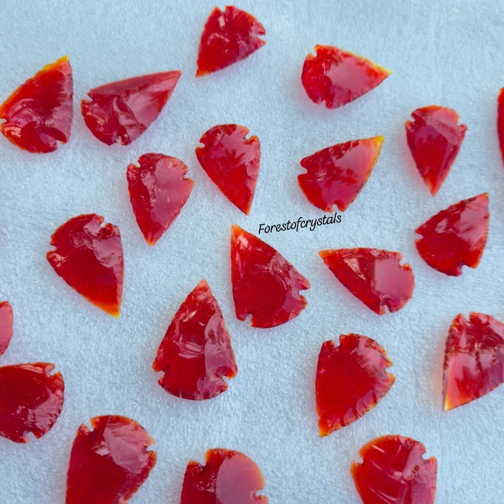 Bulk Red Obsidian Carnelian Arrowheads 1 to 1.5 Inch Handcrafted Crystal Points