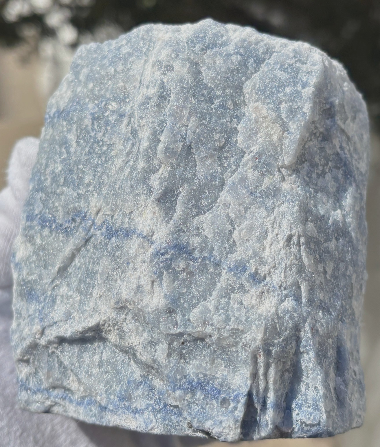 USA SALE 2.65LB BLUE QUARTZ VASE CONTAINER 4″x3.8″x3″ AVENTURINE PLANTER HOLDER