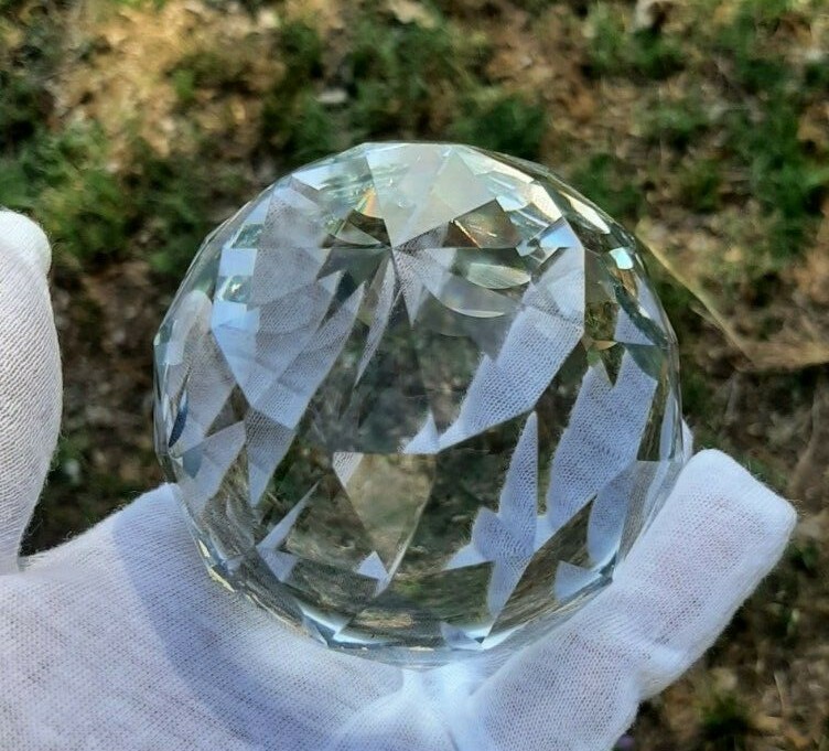 80mm Clear Cut Crystal Ball K9 Faceted Gazing Ball Sun Catcher from US