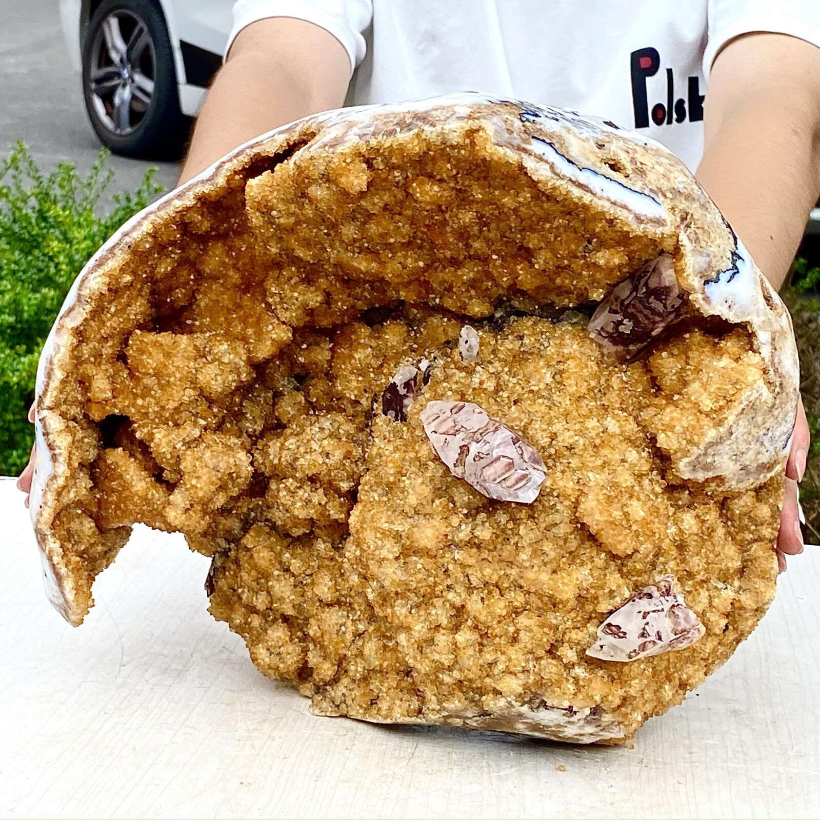 25.3LB Superb Yellow Citrine Crystal Cave Decor Stone Cathedral Geode Specimen