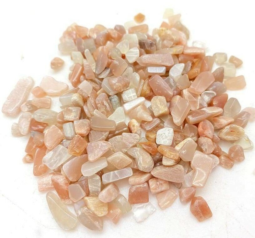 2 oz 56g Mini Tumbled Moonstone Chips Bulk Stones 7-12mm