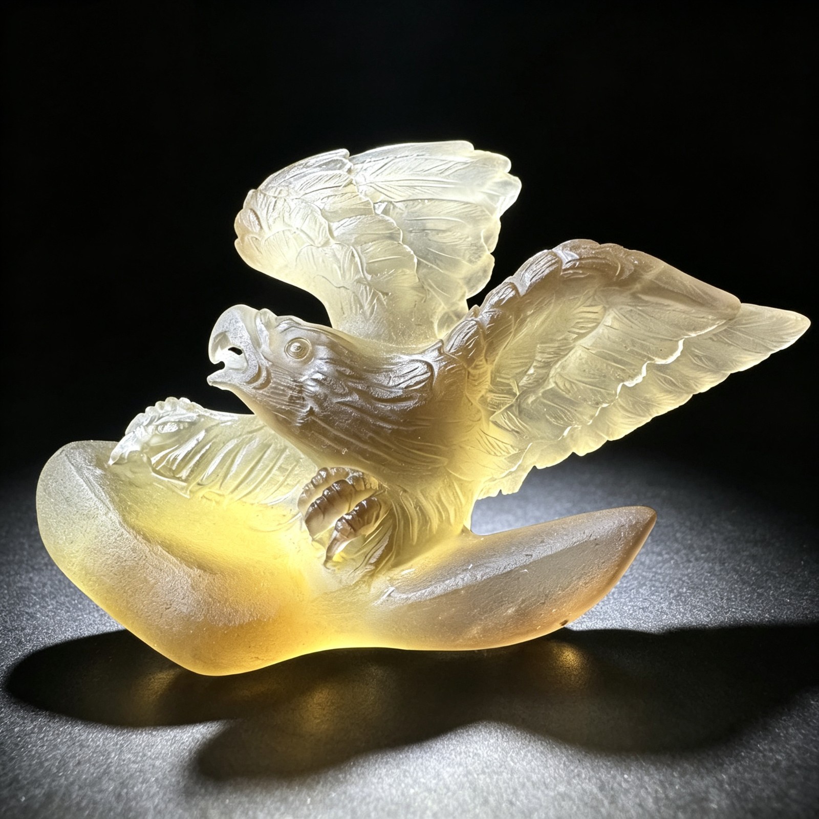 Hand Carved Citrine Eagle -Natural Crystal Animal Figurine Sculpture Decor 3.96″