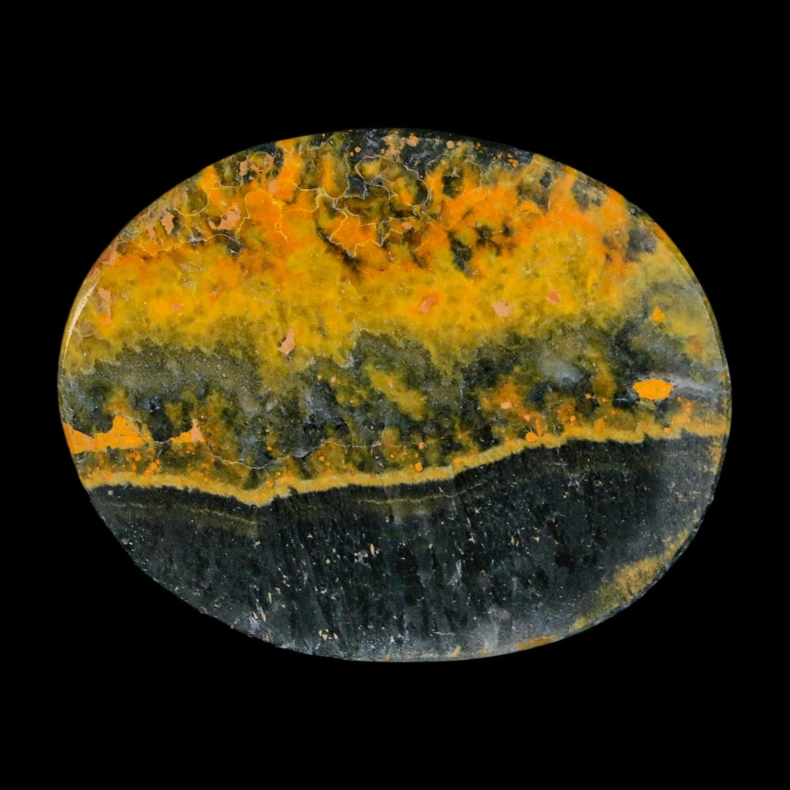 1.8″ Bumblebee Jasper Natural Polished Mineral Palm Stone Java Indonesia