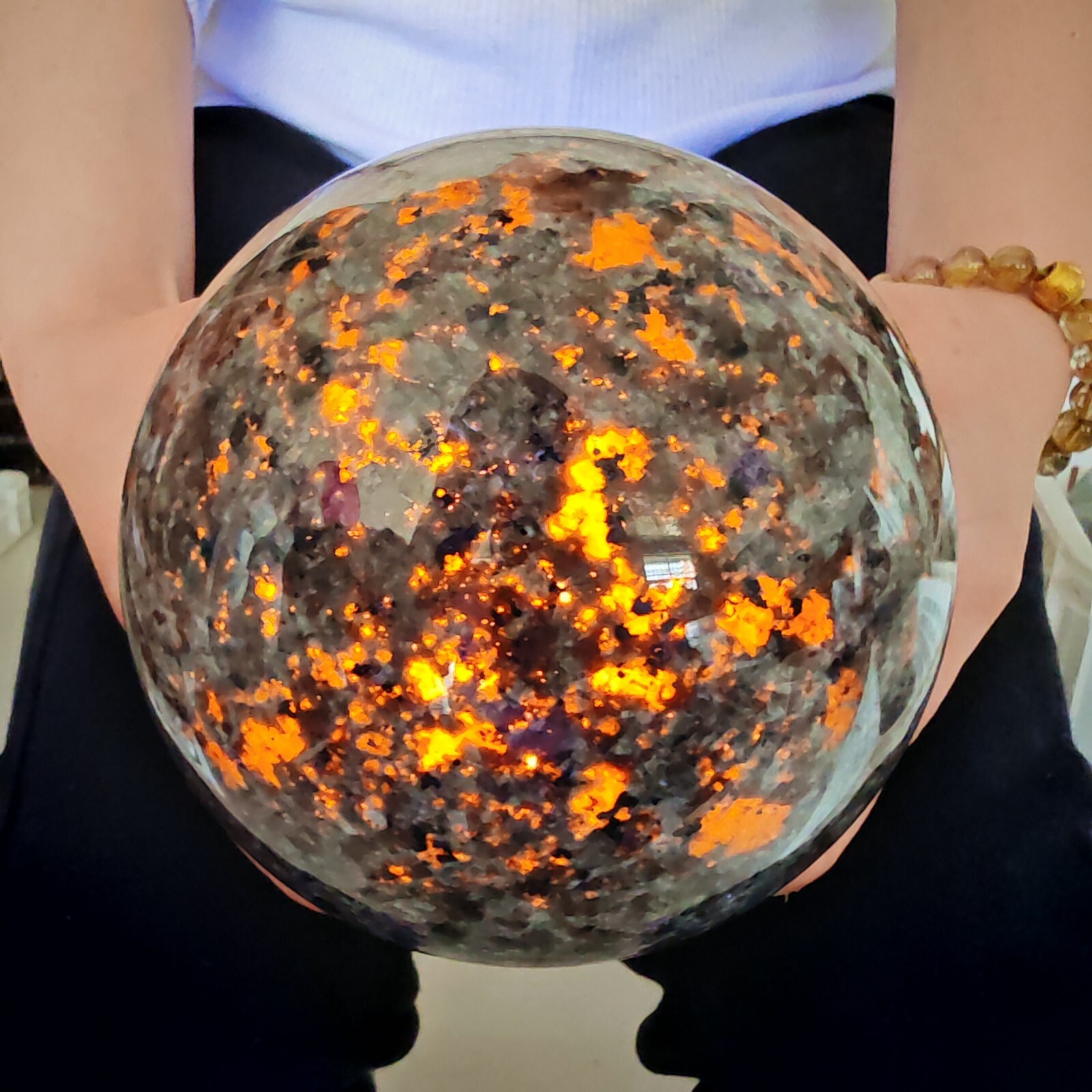 7.15LB Natural Flame Stone Ball Body Crystal Ball Spiritual Healing 3250g