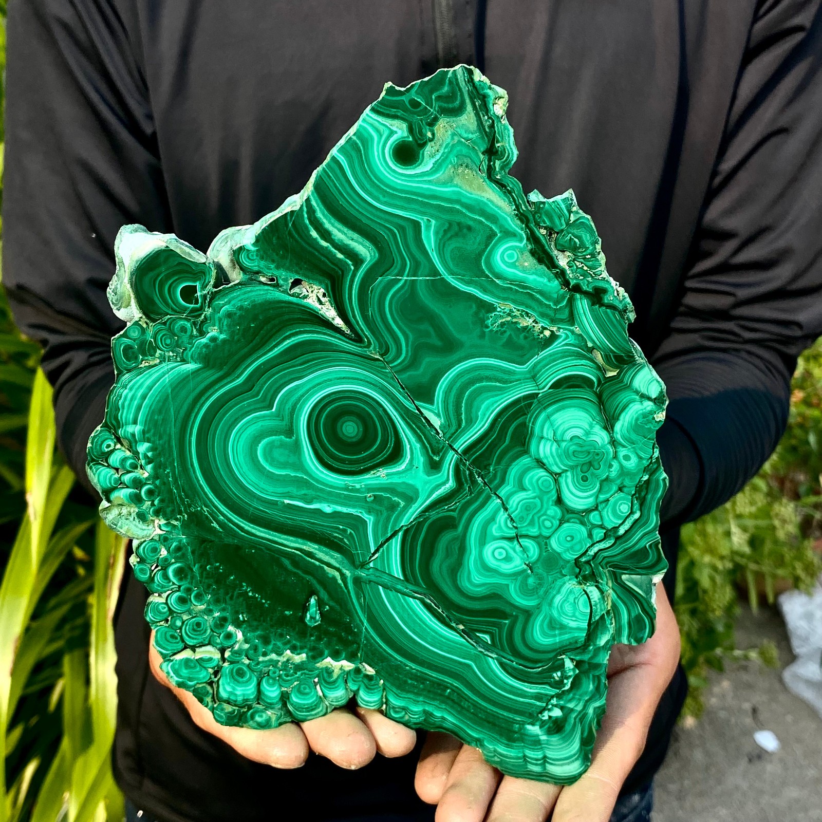 2.6LB Natural malachite slice quartz crystal luster mineral specimen