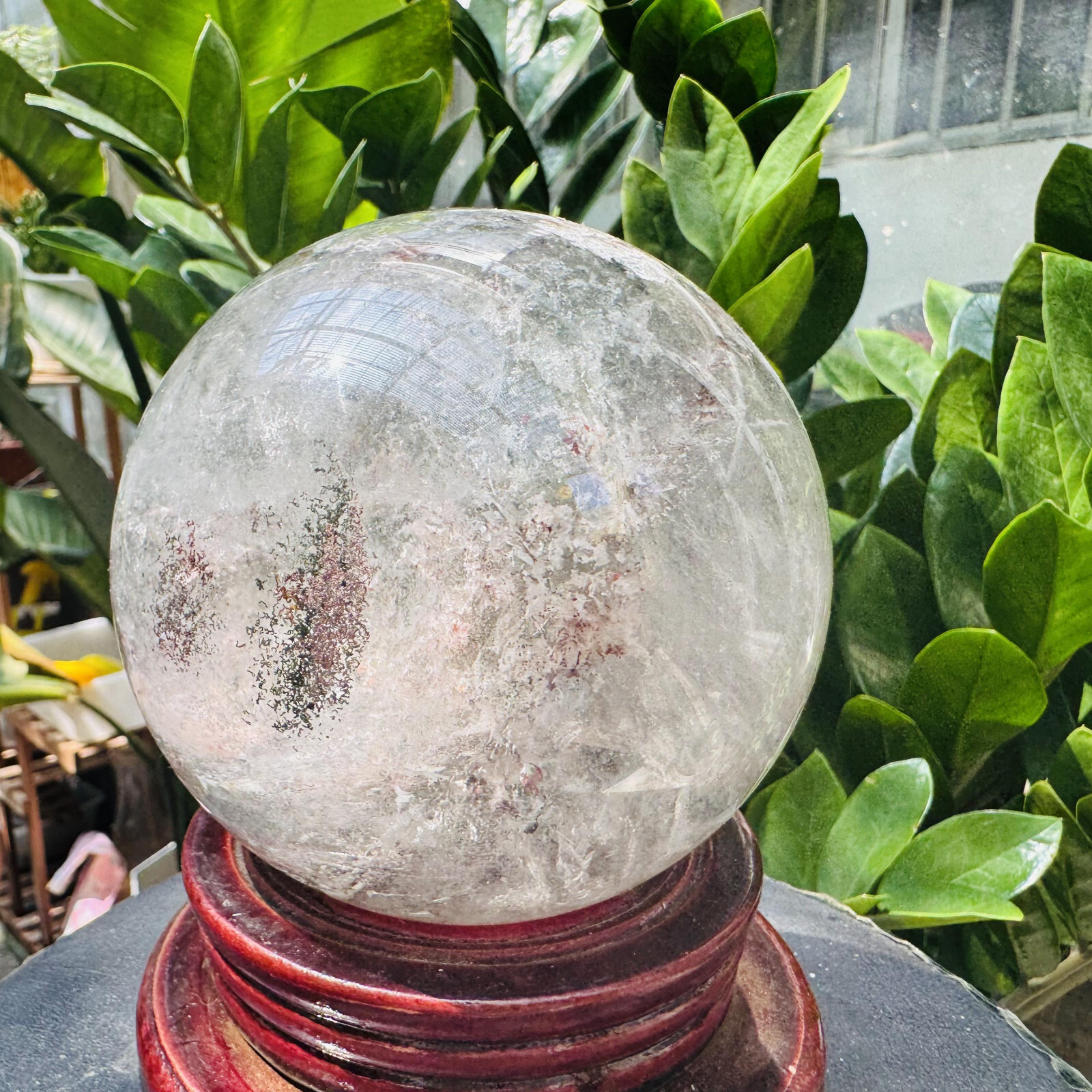 Rare Natural Green Ghost phantom quart ball carved crystal sphere reiki3.87LB