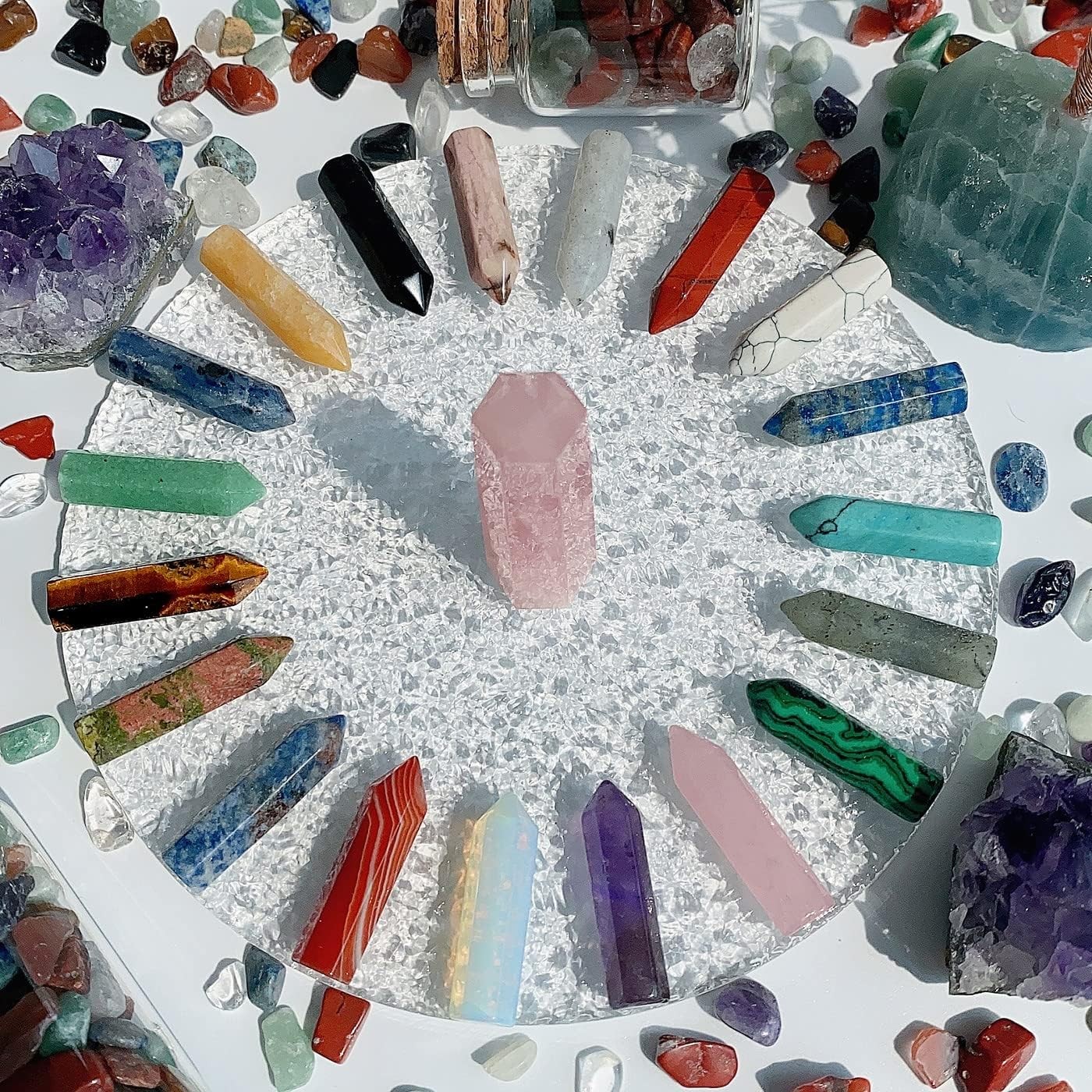 20 PCS Healing Crystals Stones Sets Wands Bulk Natural Pocket Amethyst Crystal