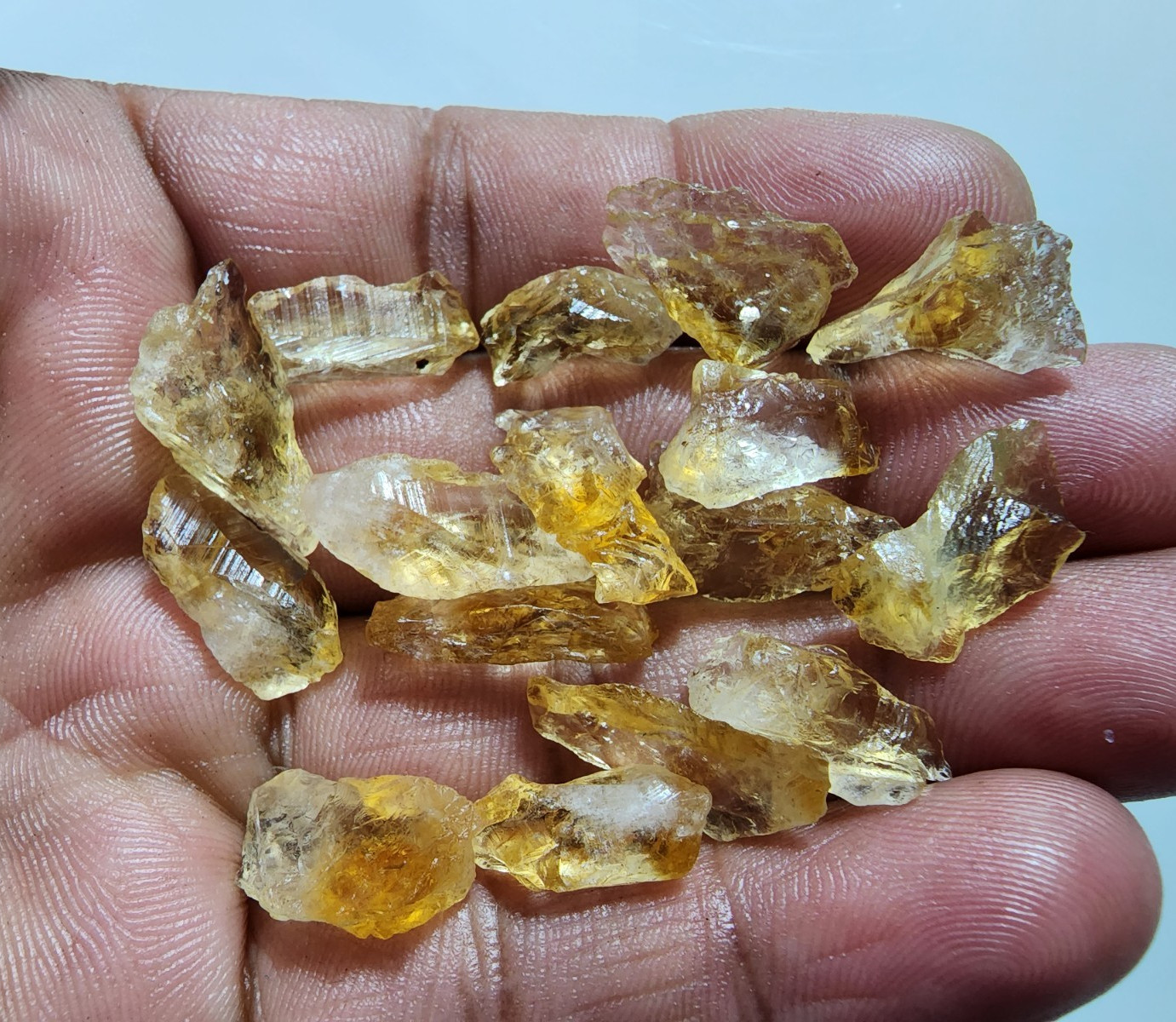 16 Pcs Glowing Golden Citrine Rough Gemstone Crystal Citrine Raw Size 15-22 MM