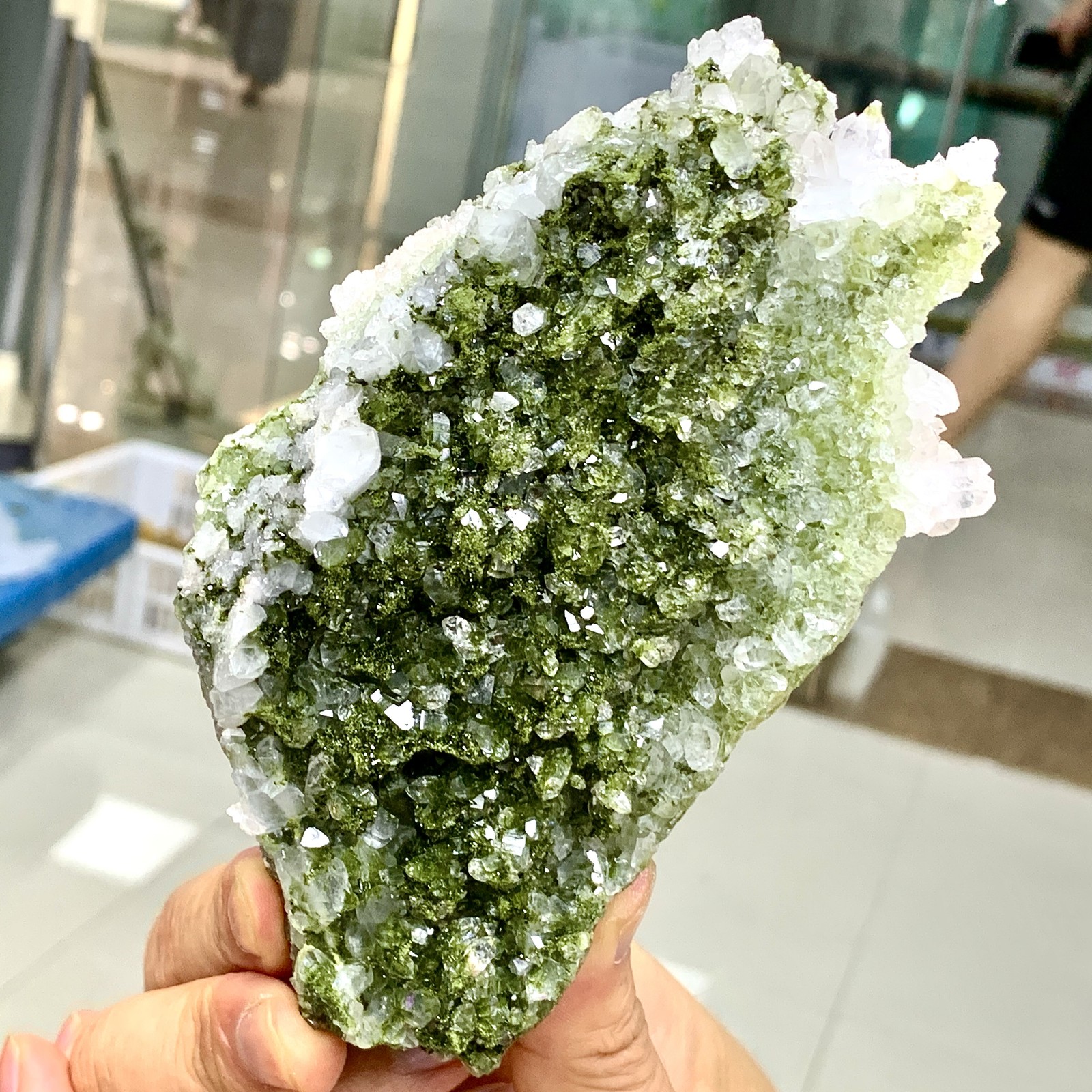 449G Natural green top-notch epidote quartz crystal minerals /Türkiye