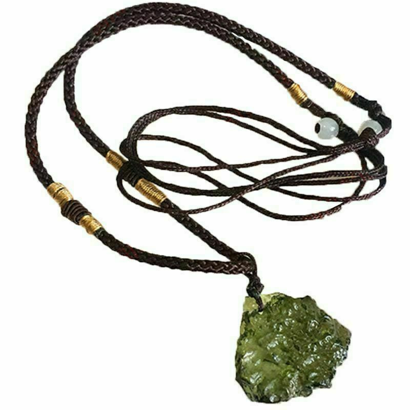 Natural Green Gem Moldavite Meteorite Impact Pendant Necklace Chakra Healing