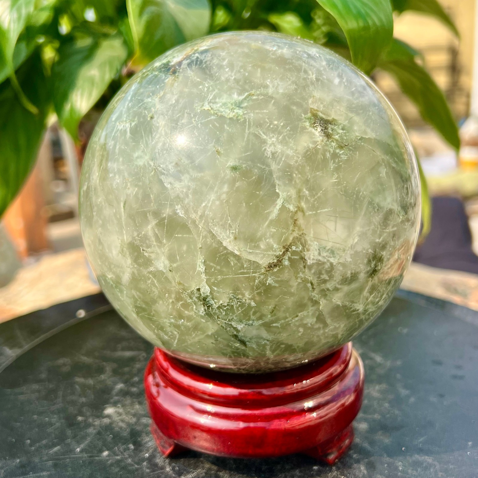 5.5LBNatural Green Phantom Quartz Sphere Crystal Ball Healing Decor