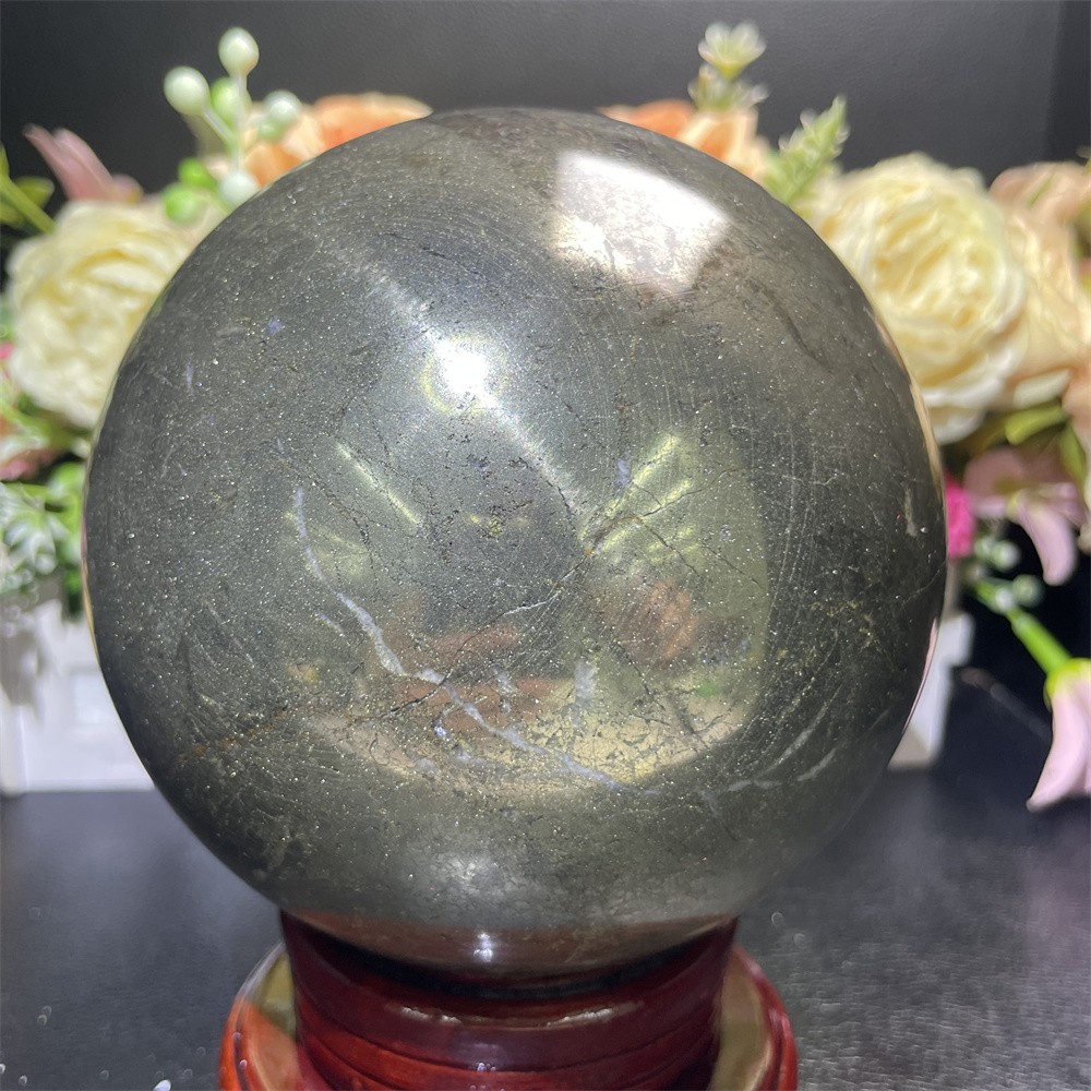 9.5LB 4.7″ Natural Pyrite Sphere Ball Carved Crystal Quartz Decor Healing Energy