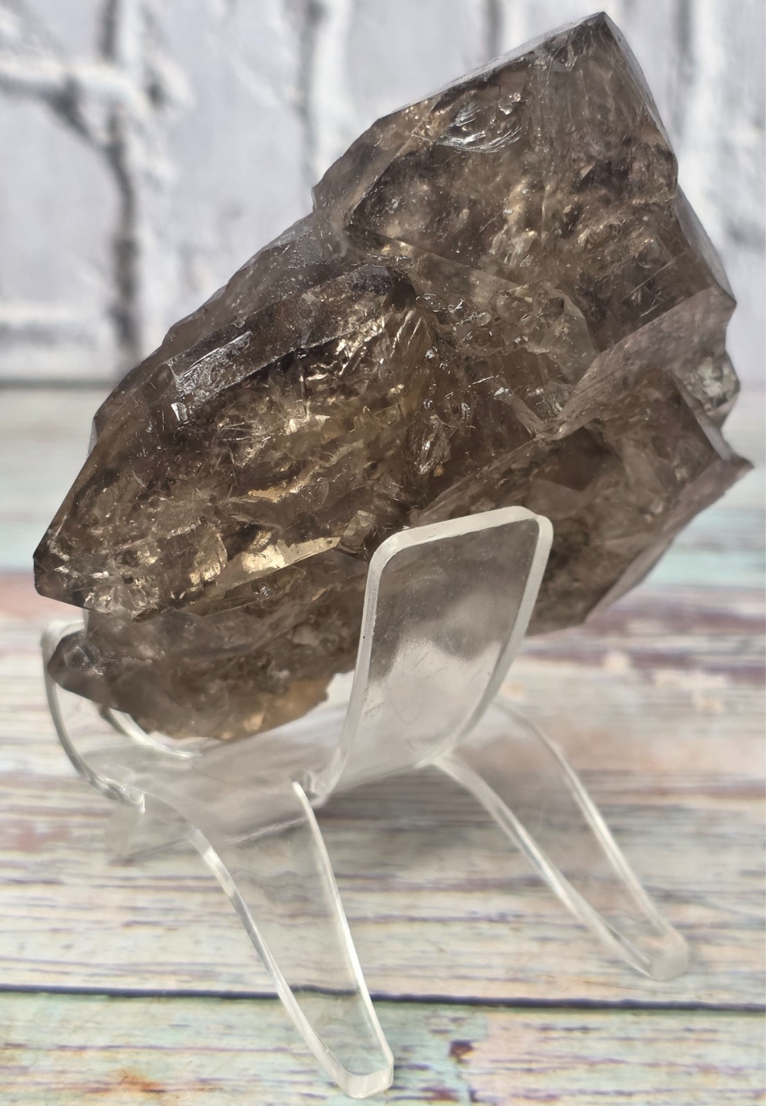 Natural Brazilian Smoky Enhydro Quartz Crystal Moving Bubble 207.63g Rare