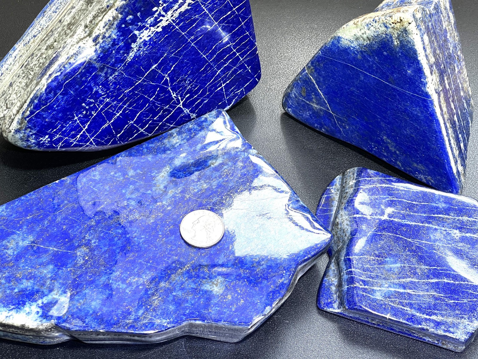 Large Blue Lapis Lazuli Freeform Polished Slab Boulders Gemstone Decor