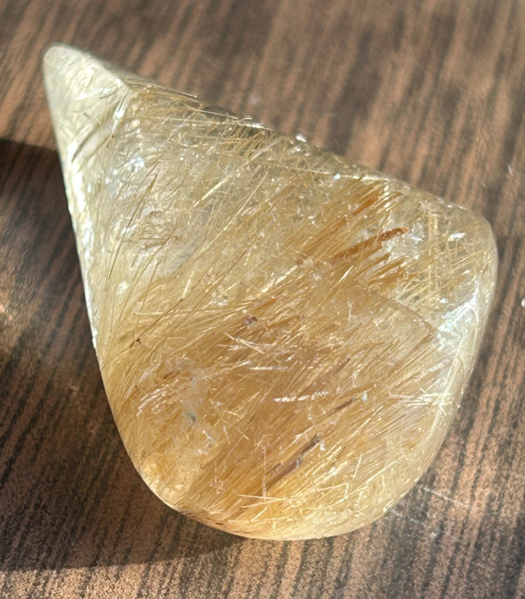 Golden Rutilated Quartz Polished Freeform 35mm 14.8g Natural Rutile Crystal