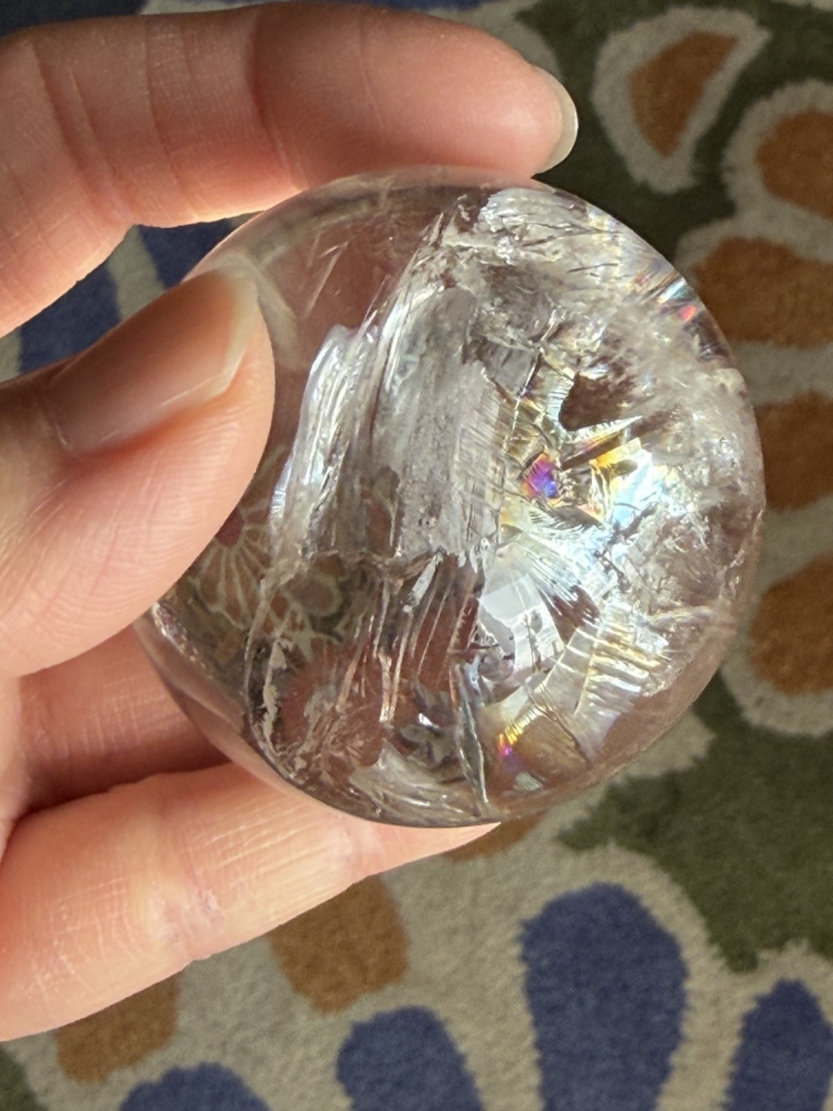 50mm Natural Rainbow Clear Quartz Sphere 173 grams