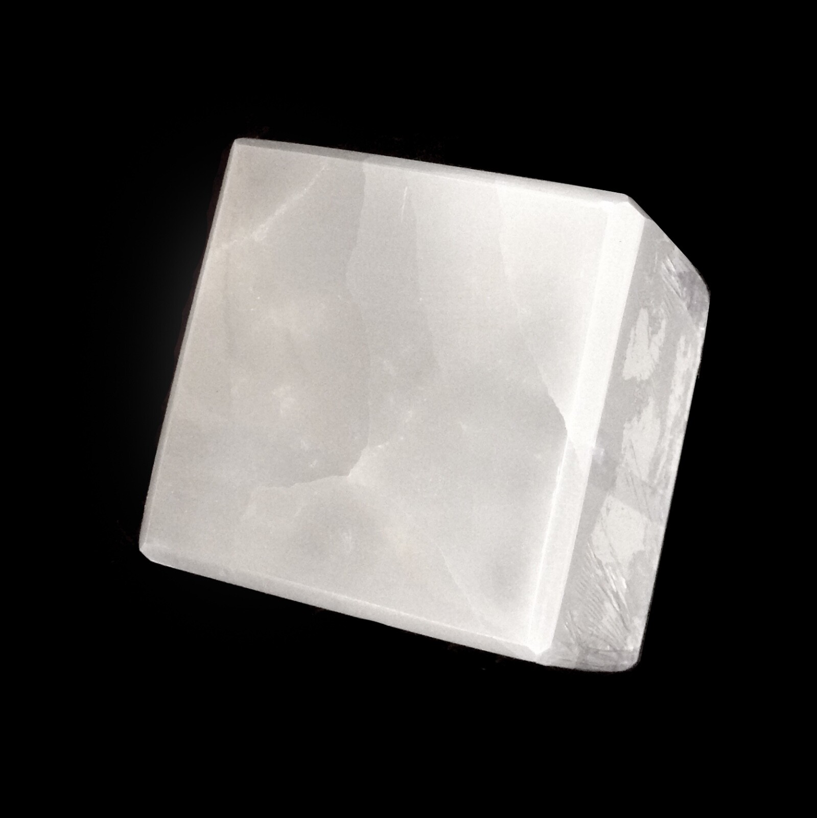 XL Selenite Crystal Charging Disk Plate Cube Square Statio Block Healing Cleanse