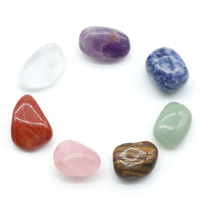 Natural 7 Chakra Quartz Colorful Crystal Gem Moon Pendant Healing Resin Decor