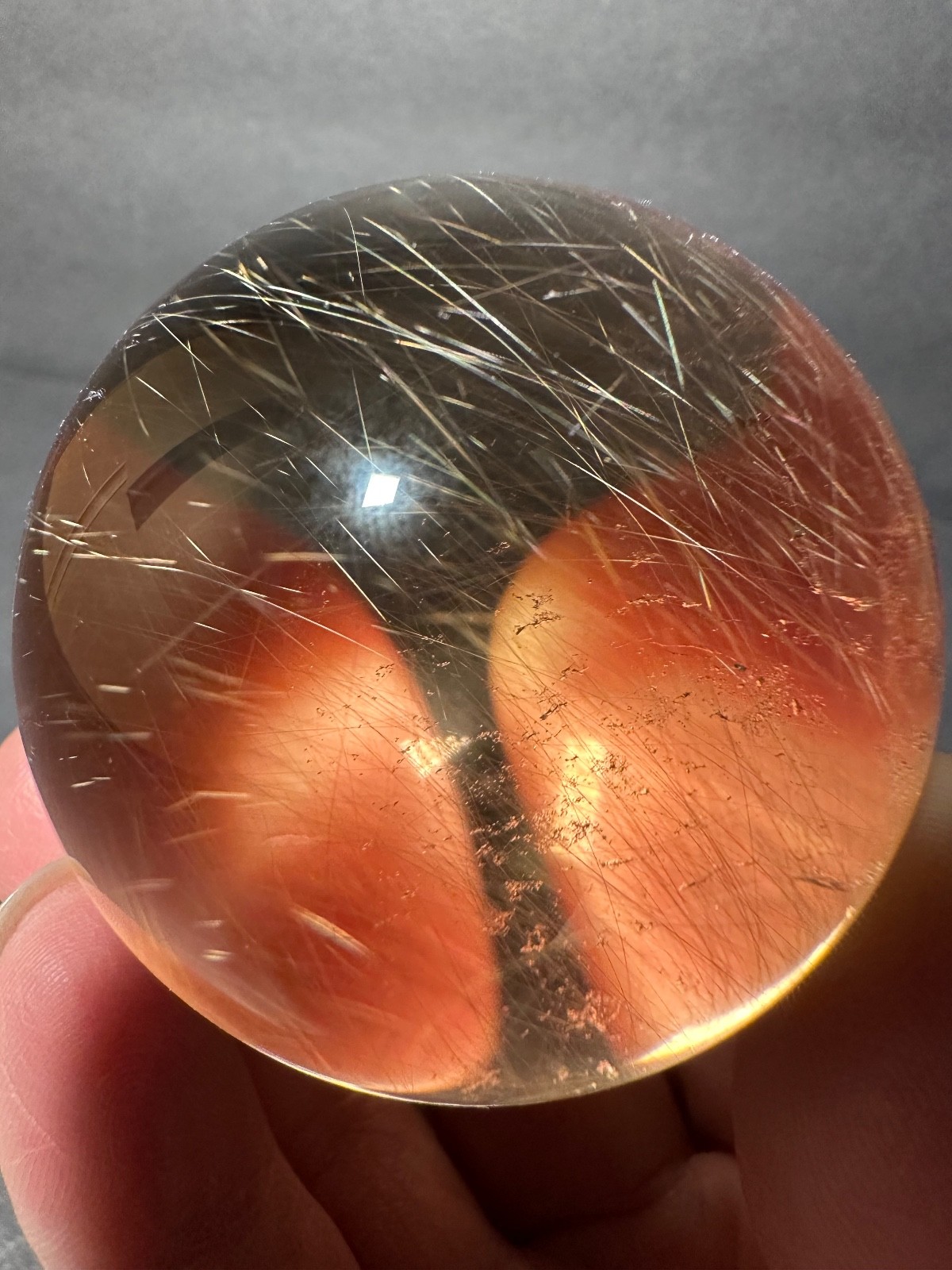 245g natural clear quartz gold rutile sphere polished crystal ball