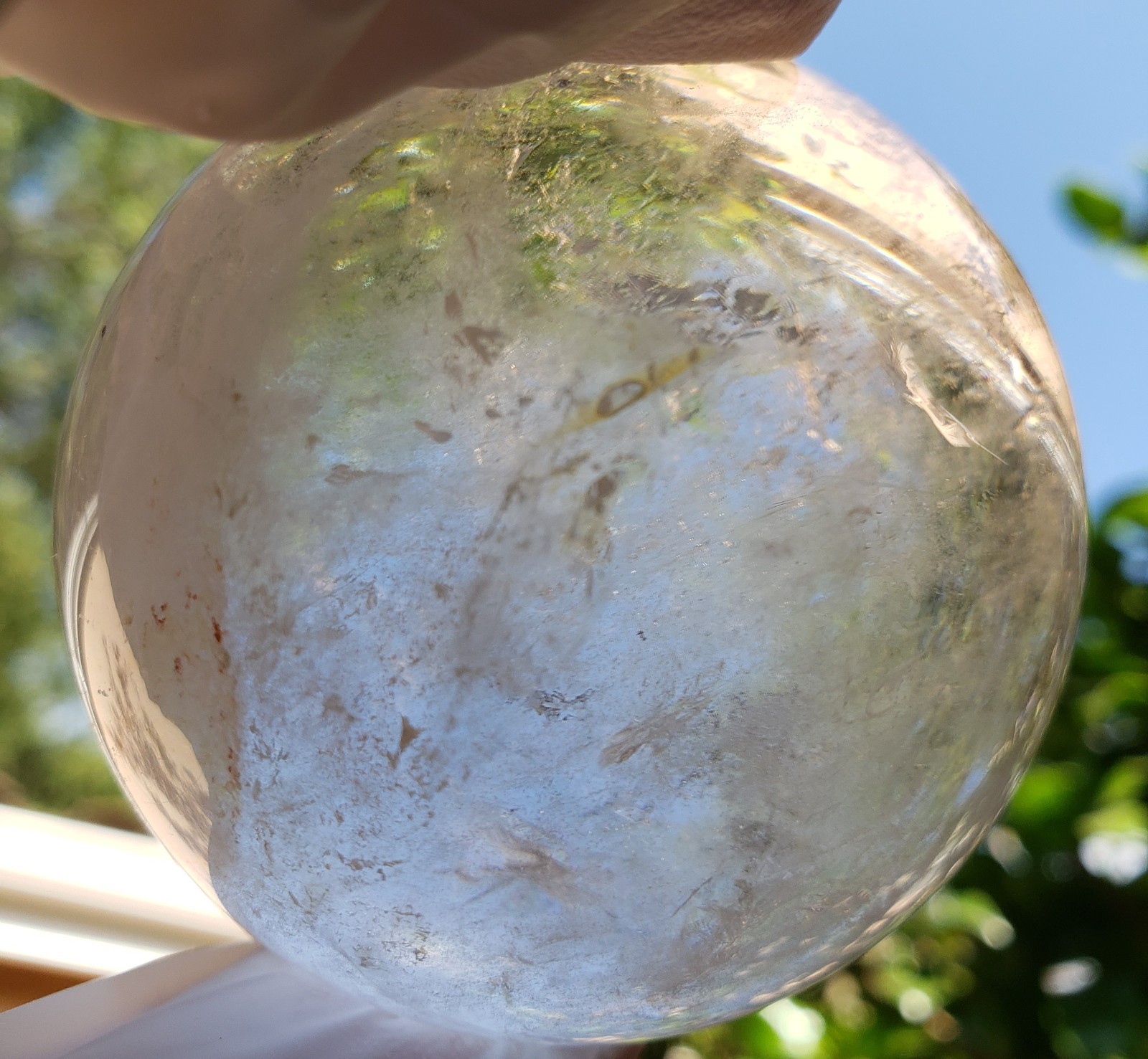 2.3″ Clear Quartz Natural Crystal Ball Sphere Orb Rainbows Phantom, 288g
