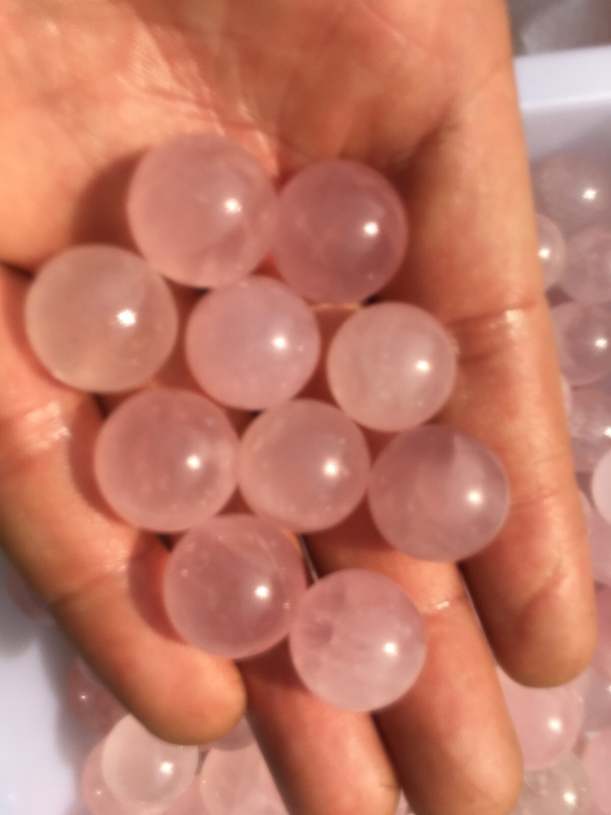 10pc Natural pink crystal Quartz hand Carved ball crystal Reiki healing
