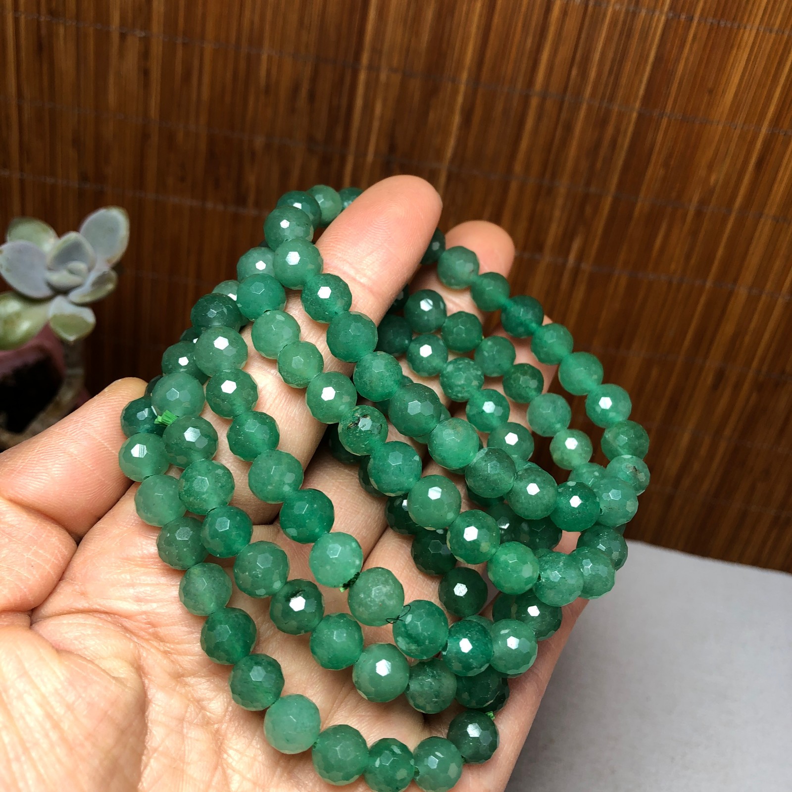 5Pcs Natural Aventurine Quartz bracelets Crystal ball sphere facet 8mm A3426