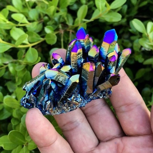 80-100g Rainbow Aura Quartz Amethyst Healing Chakra Cluster Chunks Home Decor