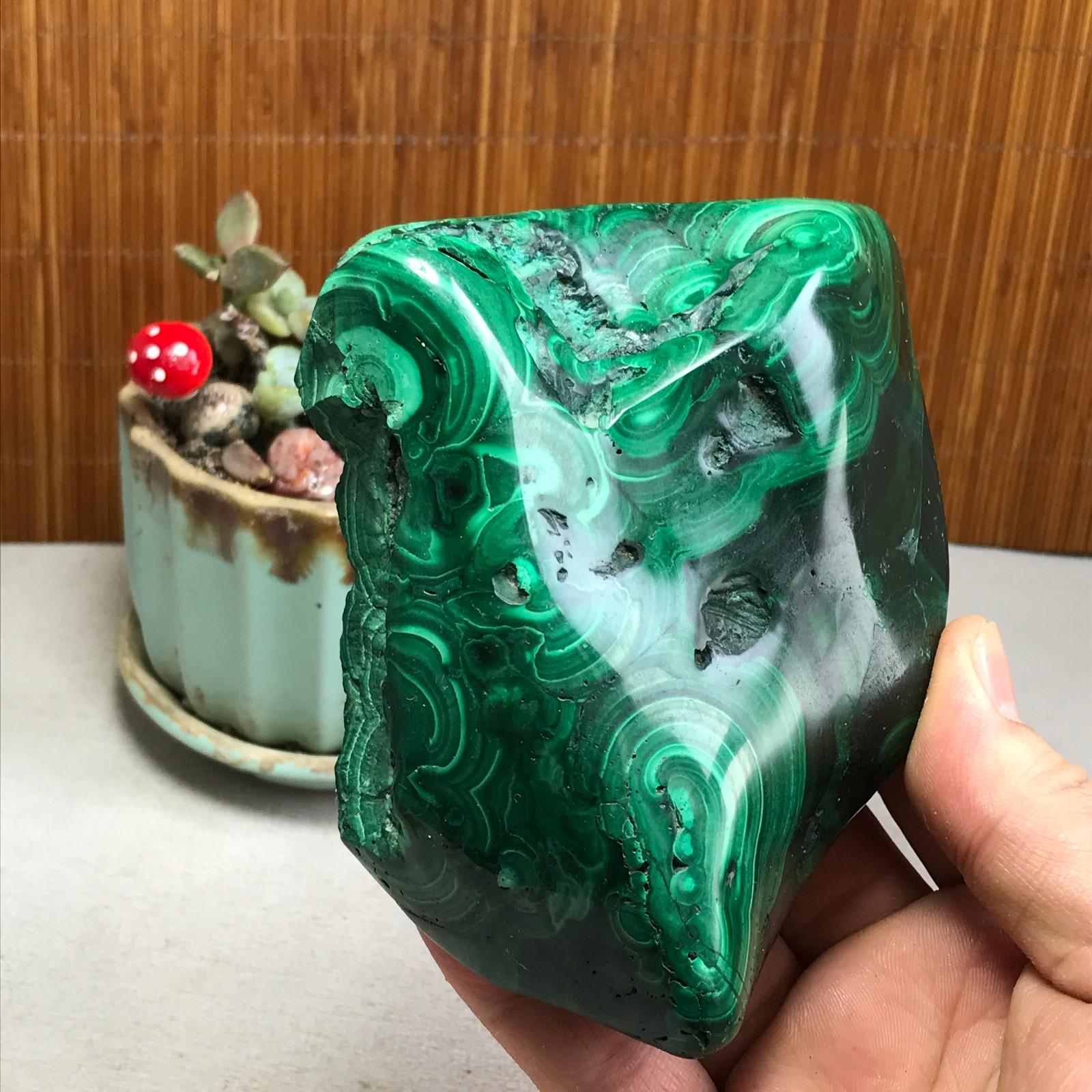 943g Natural Malachite Rough/Polish original mineral Crystal Specimen A4598