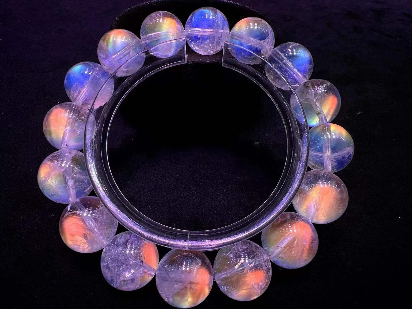 13mm+ Natural moonstone quartz Beaded Bracelet Gemstone Stretch Bracelet