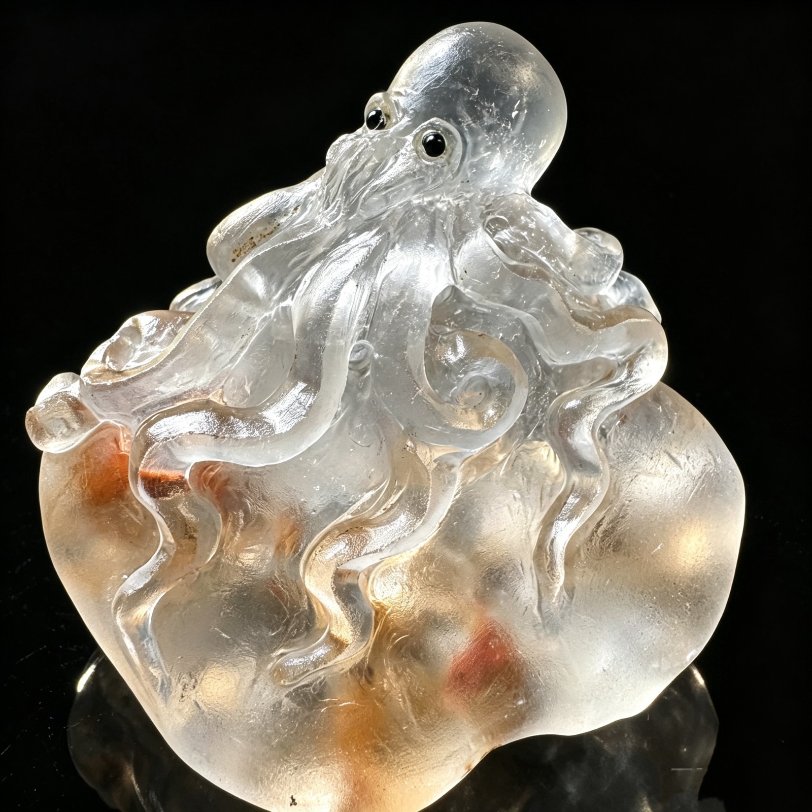 Crystal Octopus Figurine Hand Carved Quartz Sculpture Marine Animal Exact Piece