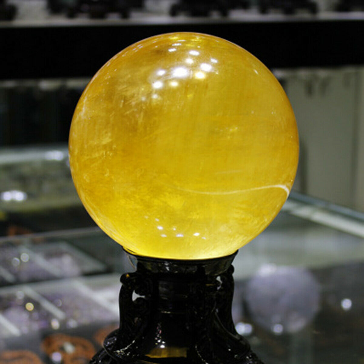 40~80mm Natural Citrine Quartz Crystal Sphere Ball Healing Gemstone+Stand New