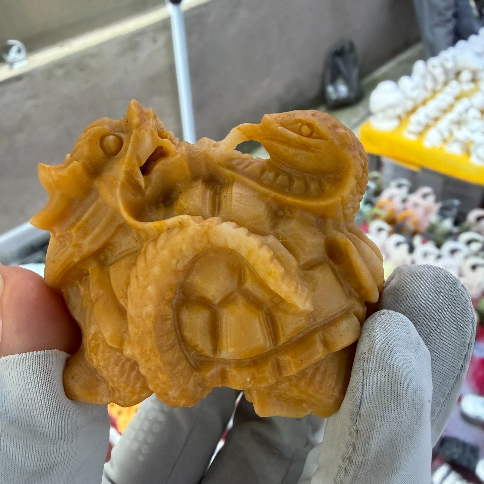 1pc Natural Topaz crystal quartz Carved dragon turtle tortoise Reiki Decor