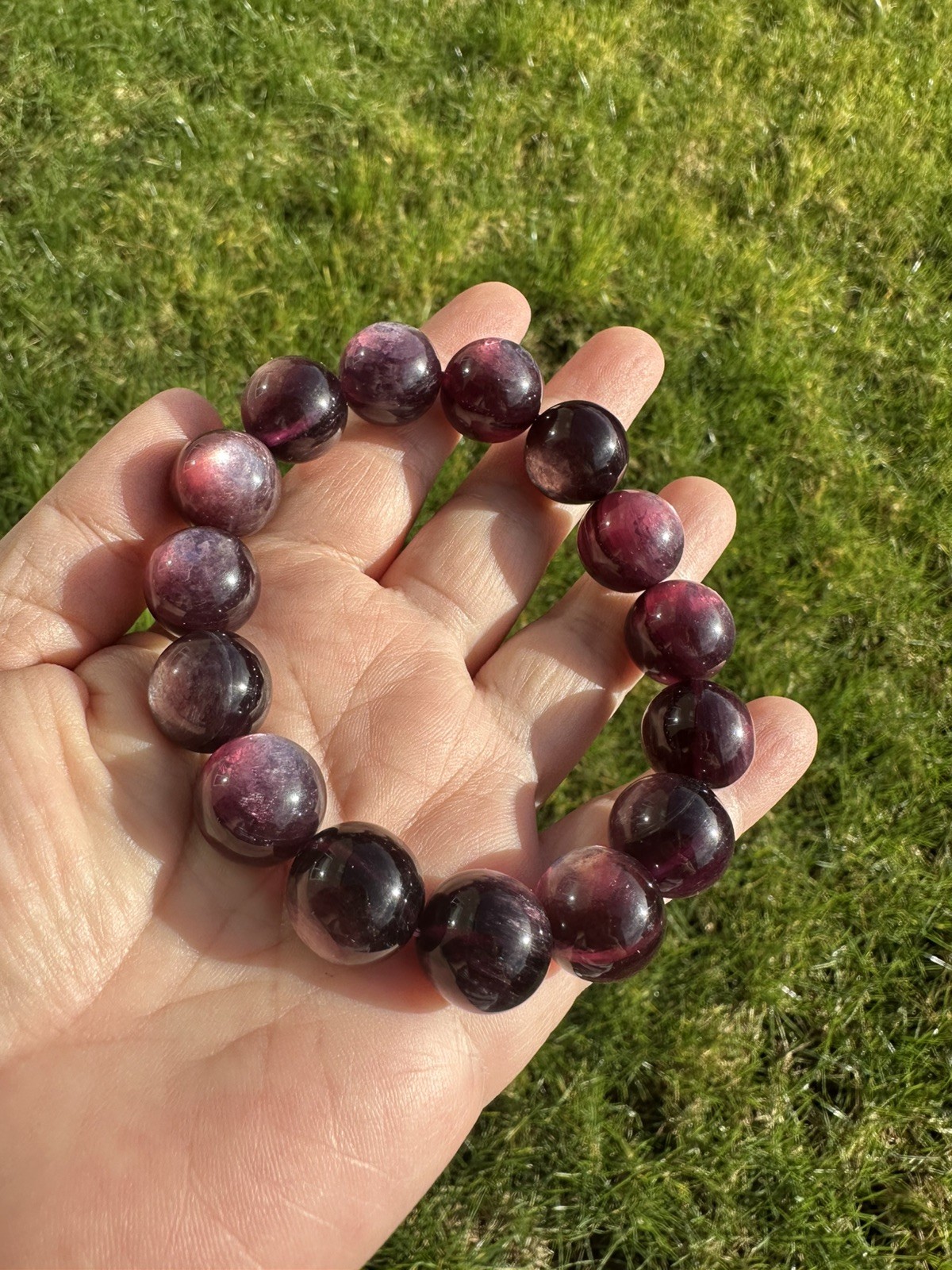 15mm AAA Grade Purple Lepidolite Bracelet