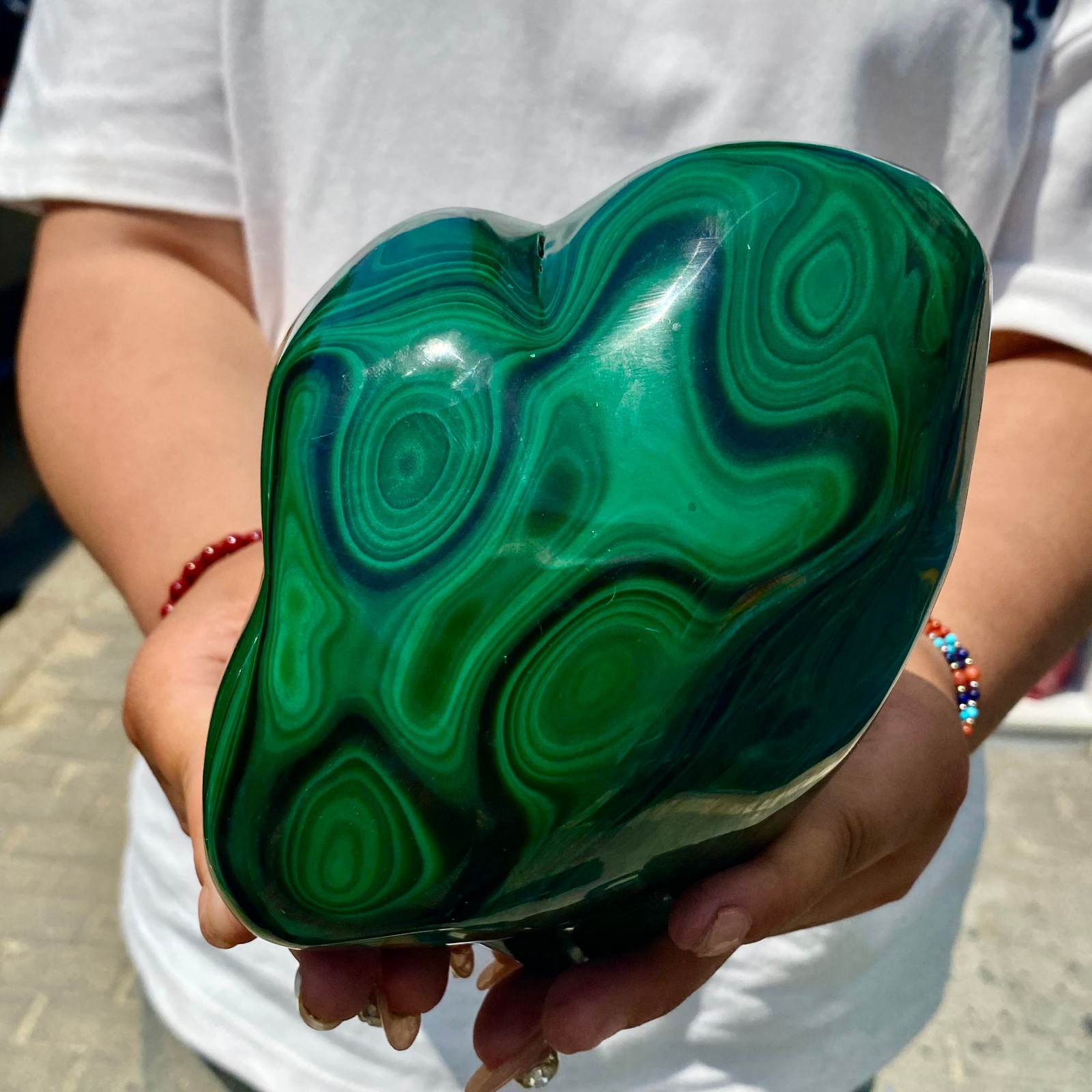 7.53LB Natural glossy Malachite transparent cluster rough mineral sample