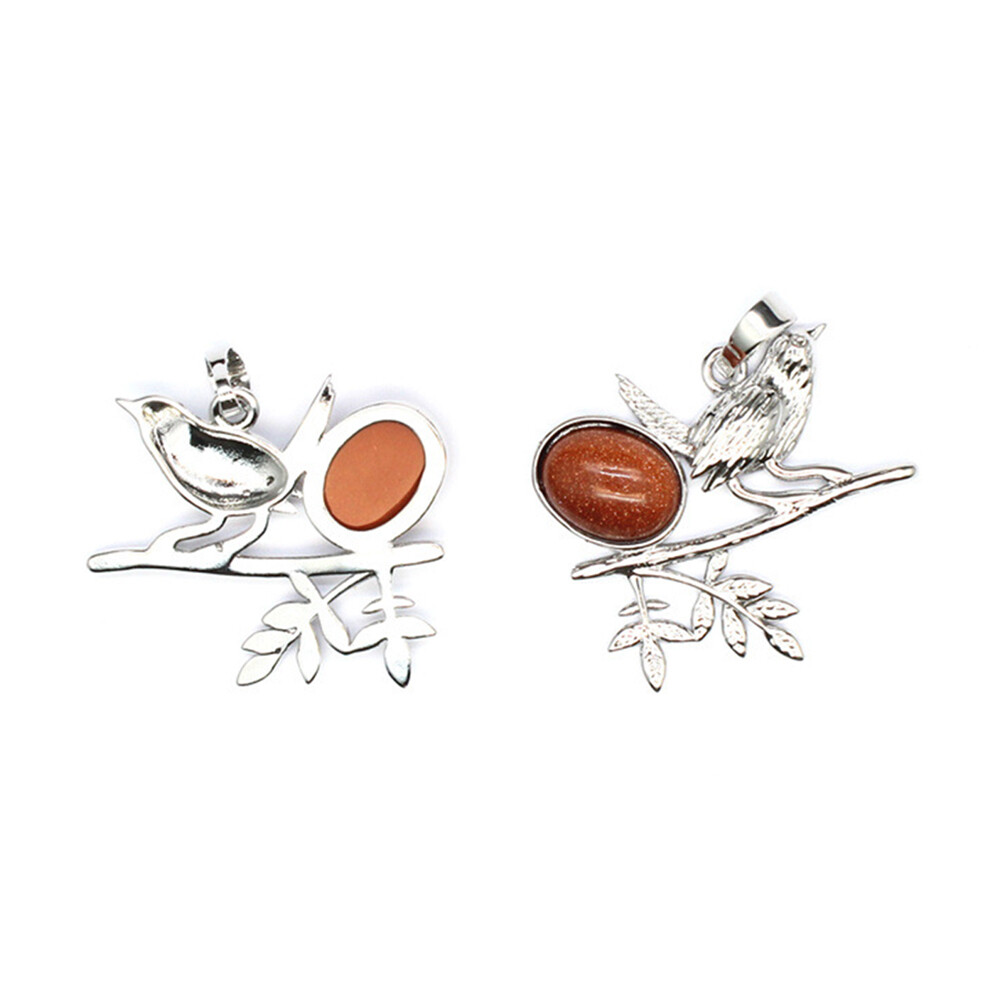 Natural Crystal Beads Bird Pendant Chakra Quartz Stone Animal Necklace Healing