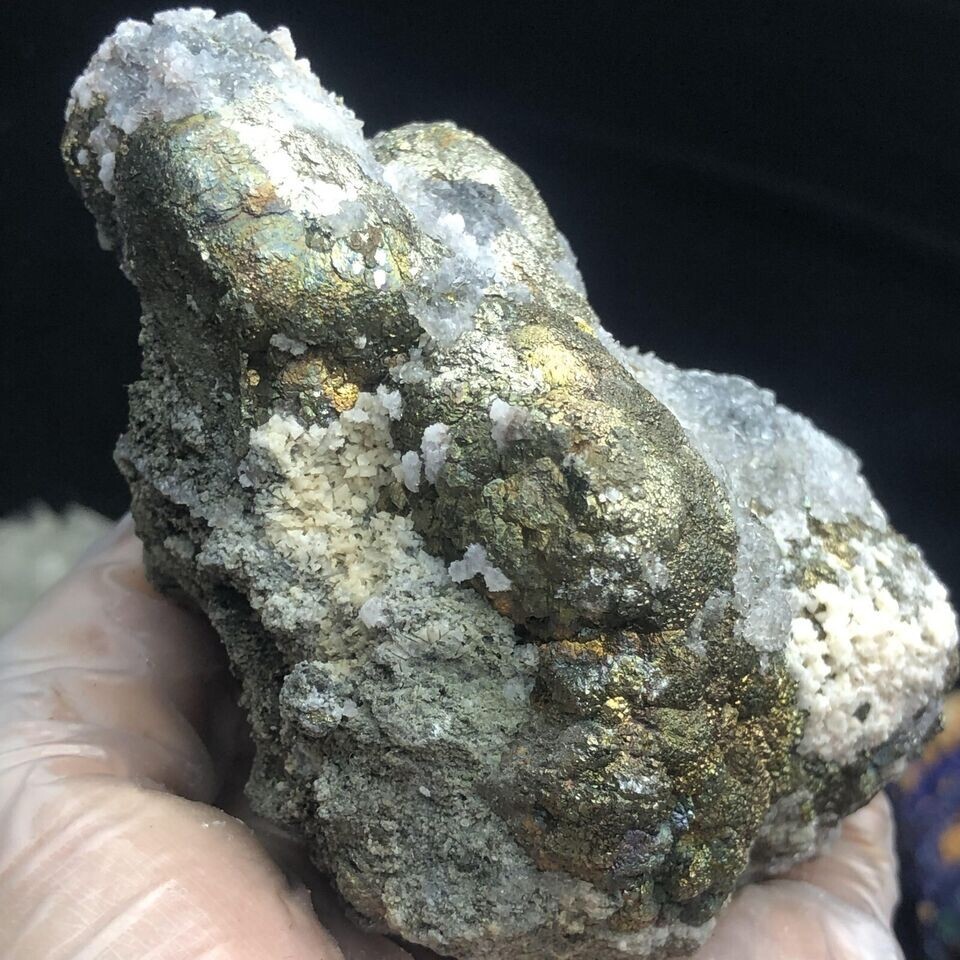 530g Rare Natural Spjerical Rainbows Pyrite & Quartz & Dolomite Mineral Specimen