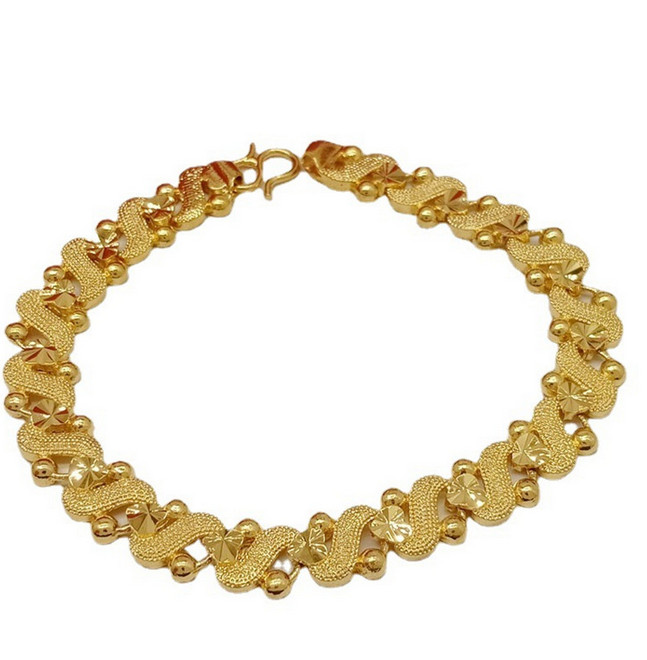 Women’s Gold Plated Bracelet Flower Heart Ethnic Style Gold Wedding Jewelry