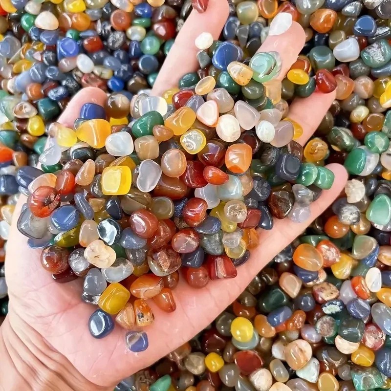 Elegant50/100/ 200g Natural Agate Crystal Pebbles Aquarium Fish Tank Decor Stone