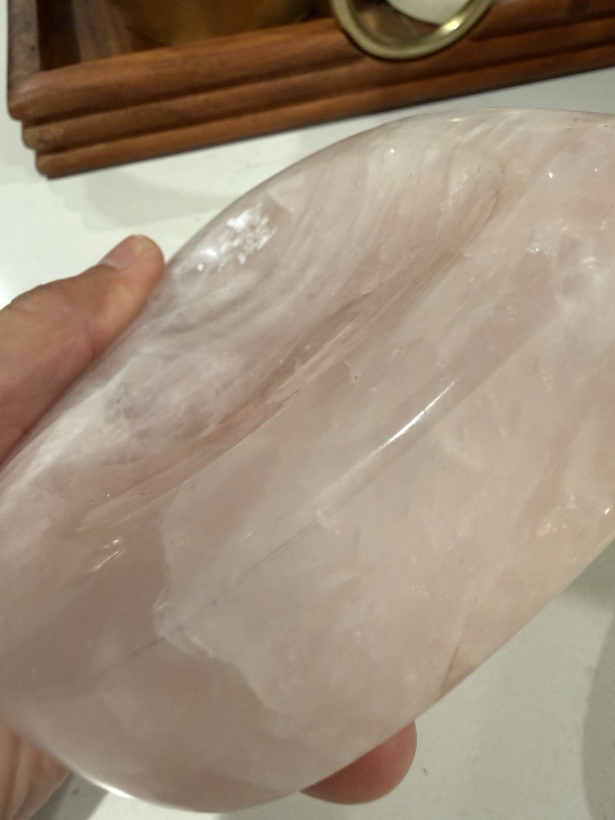 KCGS Rose Quartz Heart Bowl Pink Madagascar 750 Grams Trinket 1.10 Lbs Decor