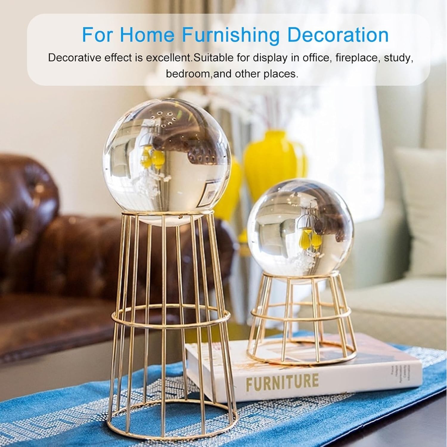Clear K9 Crystal Sphere for Photography & Decor with Stand – Art Deco Charm
