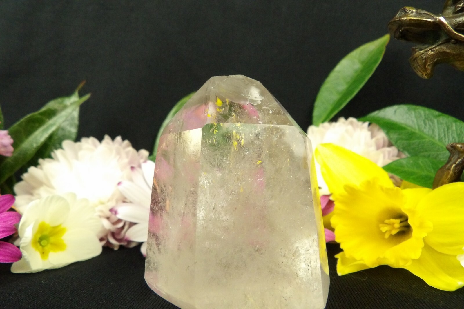 Polished Quartz Point Generator Sparkly Rainbows 126g HandPolished Reiki Tower D