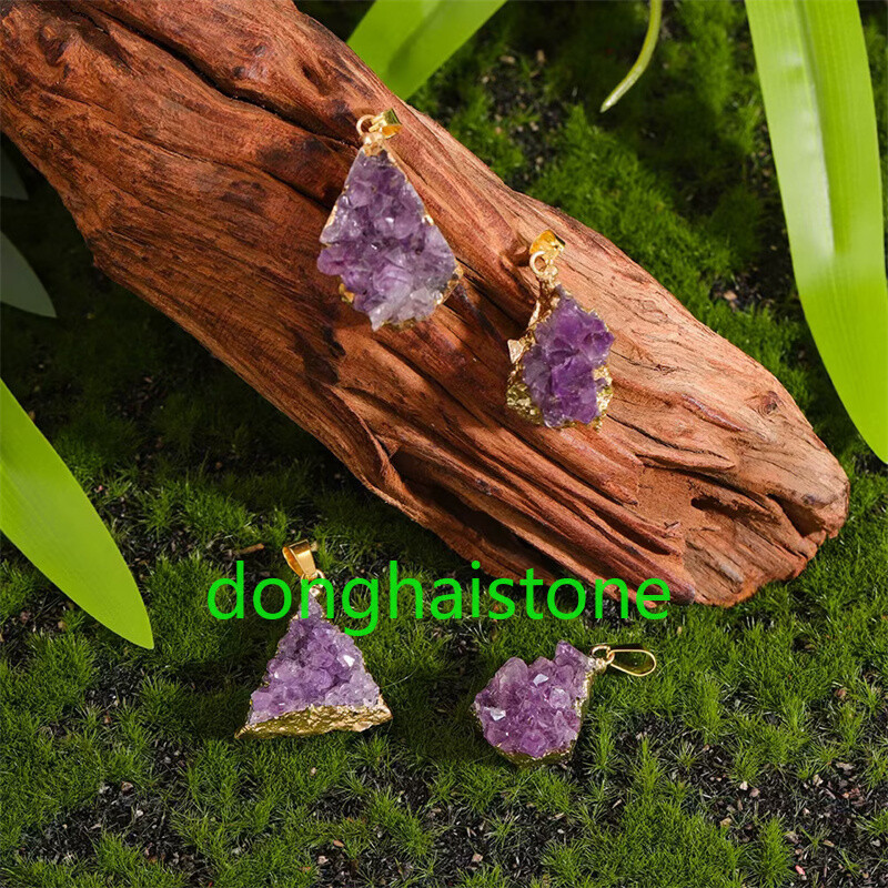 1PC Natural Amethyst teeth Pendant Irregularity Quartz Crystal Reiki Healing