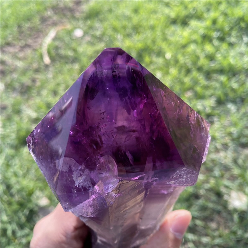 1.95LB Natural Amethyst Quartz Obelisk Rough Crystal Point Wand Healing Tower