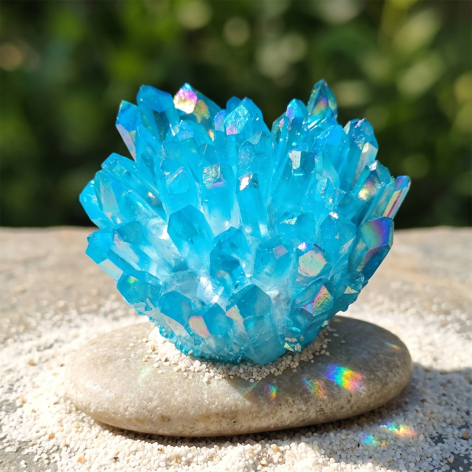 Natural Blue Angel Aura Quartz Crystal Cluster Titanium Healing Geode Specimen